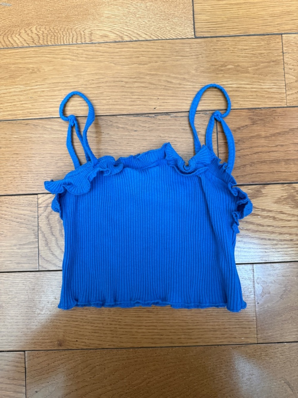 SHEIN Royal Blue Ribbed Ruffle Cami